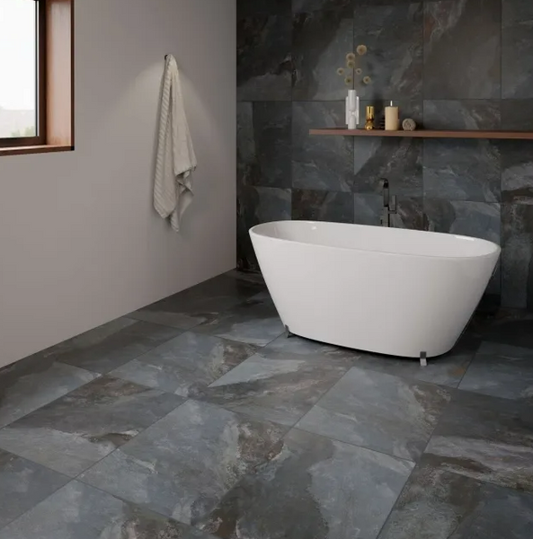 Newstone Sapphire Blue Matt Slate Effect Wall and Floor Tiles 600x400x ...