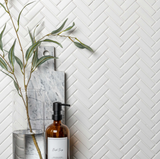 Pixel White Herringbone Matt 22x73mm