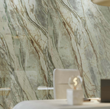 Abstract Rectified Polished Porcelain Green Tiles 1200x600x8mm