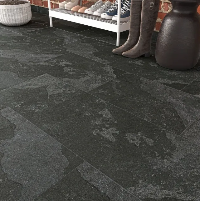 Newstone Shadow Black Matt Slate Effect Wall and Floor Tiles 600x400x8 ...