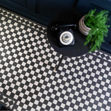 Victorian White & Black Chequer Mosaic 291x291x5mm