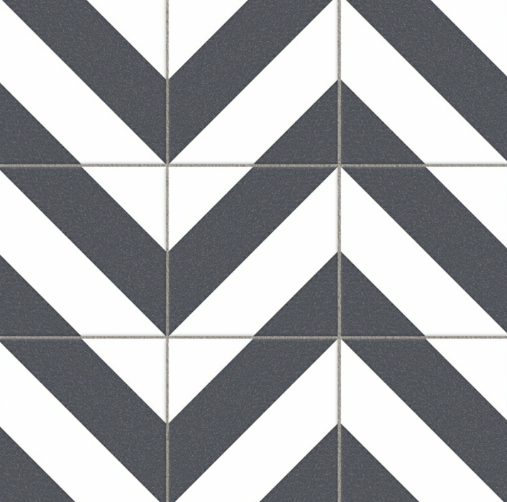 Zebra Black and White Patterned Matt Striped Tiles 223x223x11mm – TF TILES
