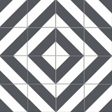 Zebra Black and White Patterned Matt Striped Tiles 223x223x11mm