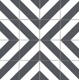 Zebra Black and White Patterned Matt Striped Tiles 223x223x11mm