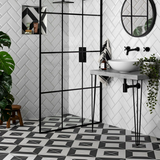 Zebra Black and White Patterned Matt Striped Tiles 223x223x11mm
