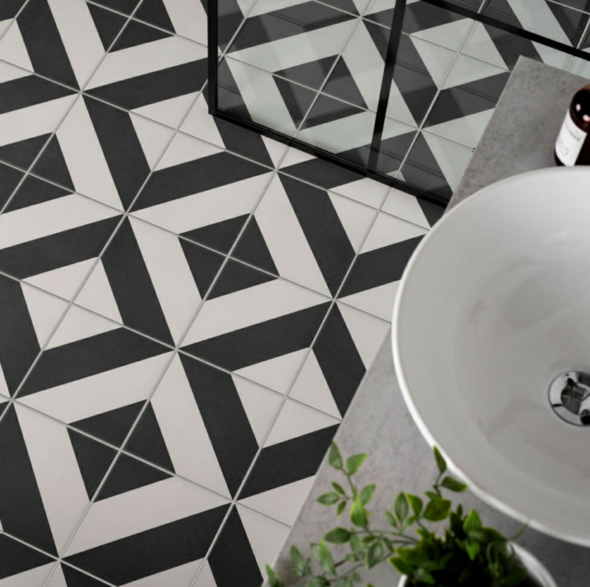 Zebra Black and White Patterned Matt Striped Tiles 223x223x11mm – TF TILES