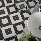Zebra Black and White Patterned Matt Striped Tiles 223x223x11mm