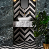 Zebra Black and White Patterned Matt Striped Tiles 223x223x11mm