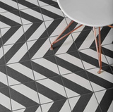 Zebra Black and White Patterned Matt Striped Tiles 223x223x11mm
