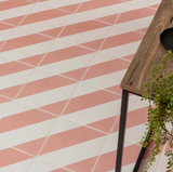 Zebra Pink and White Matt Striped Wall and Floor Tiles 223x223x11mm